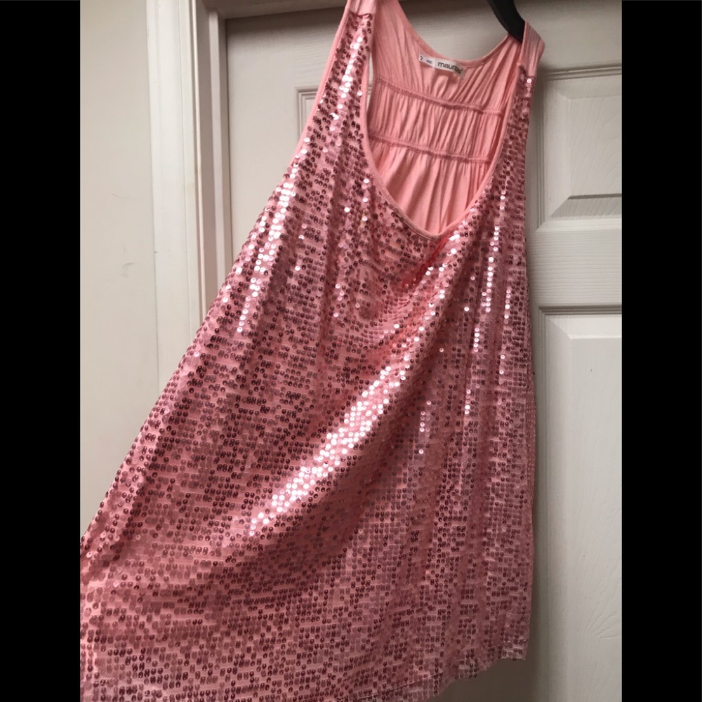 Peach sequin maurices tank top 2x